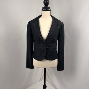 IZ‎ Byer California Blazer Womens Medium Charcoal Gray Cropped Professional